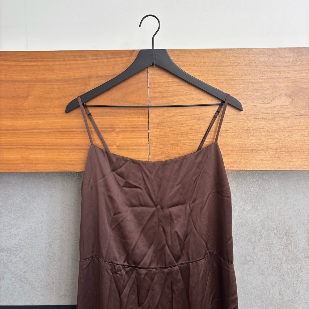 Reformation Frankie 100% Silk Maxi Slip Dress in Brown, Size 14 - Picture 7 of 16